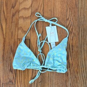 Andie The String Top‎ Bikini Powder Ditsy Bloom Blue size L NWT